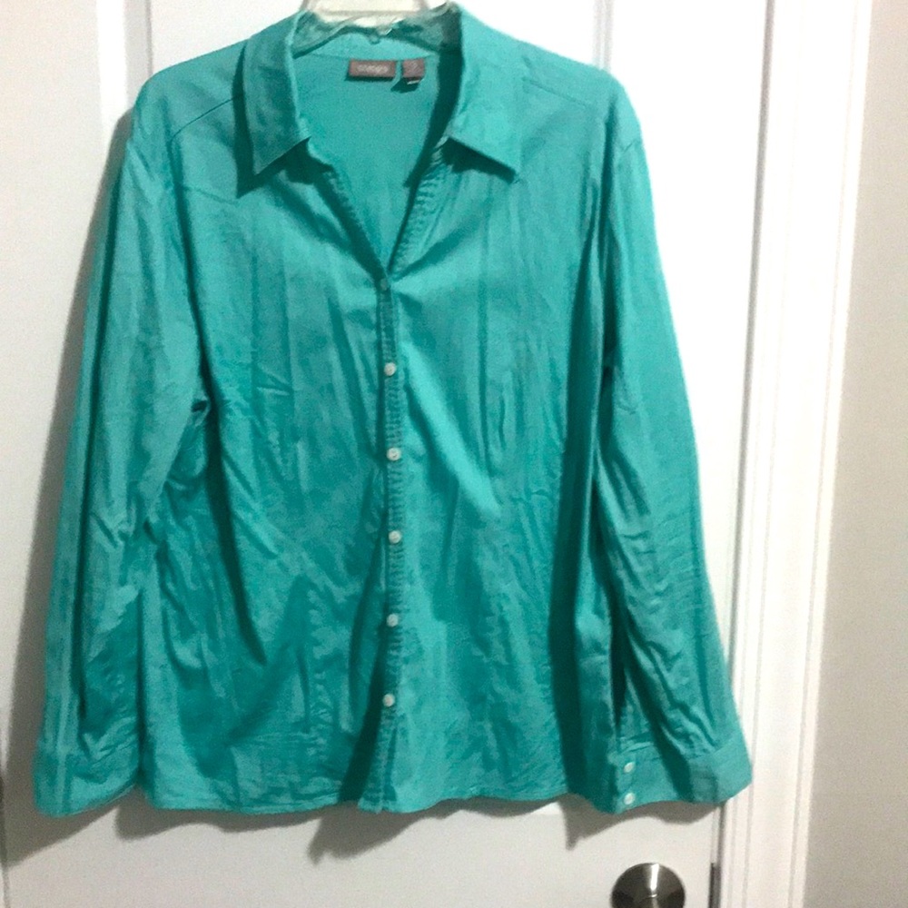 Chico’s Size 3 Turquoise Button Down - image 1